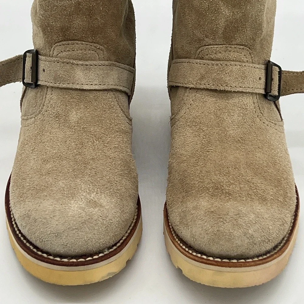 Sendra Women's Knee High Boots US Sz 10 EU Sz 41 Tan Suede Buckles Rubber $250
